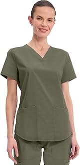 Cherokee Scrubs for Women V-Neck Top, 3 Pockets, Fade Resistant, Soft Stretch Fabric with Shirttail Hem & Side vents - WW665