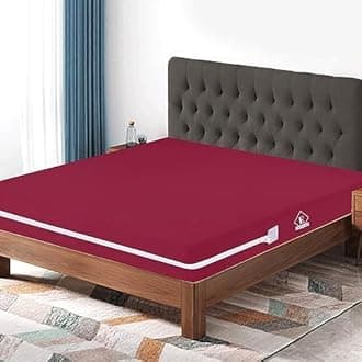 Waterproof Mattress Protector with Zipper Chain, Single Size (75x35 Inches)_with 10 Inch Drop Maroon, Zippered Mattress Encasement, Bed Cover, Six-Sided Edenwald Waterproof Mattress Protector