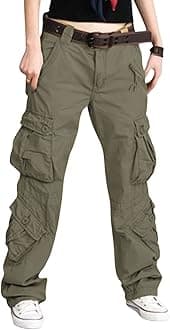 CHARTOU Women's Casual Work Cargo Pants with Multi Pockets Hiking Tactical Military Long Trousers