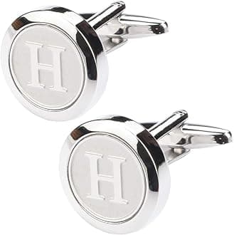 Dannyshi Mens Classic Stainless Steel Initial Cufflinks 26 Alphabet Initial Letter Cufflinks Business Wedding Shirts A-Z