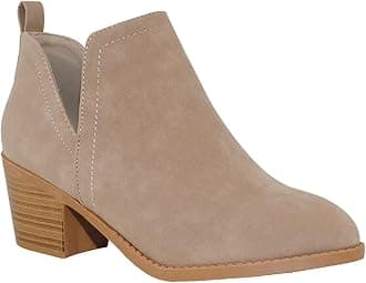 TRENDSUP Ankle Boots for Women Chelsea Square Toe Chunky Low Heel Booties Comfortable Slip on Short Boots