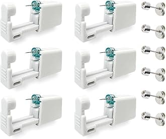 6 Pack Ear Piercing Kit, Disposable Ear Piercing Gun, Self Ear Piercing Gun, Safety Ear Piercing Kit Tool, Piercing Kit, Disposable Piercing Gun,Painless Ear Piercing Gun with 4mm Silver Earring Studs
