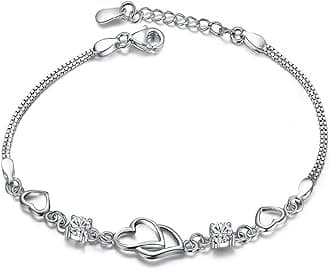 BUYITOSterling Silver Bangle Bracelets for Women,Fashion Jewelry Simple Adjustable 925 Silver Cuff Bangles for Women Mom Wife Valentine Mothers Day Gift