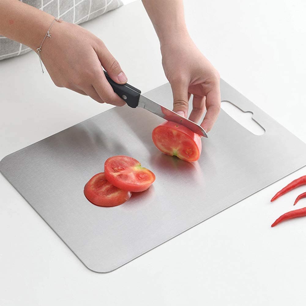 Cutting Board, Chopping Board, Cutting Block Mincing Mat, Thick Stainless Steel, Heavy Duty Non-Slip, Double Side,for Kitchen Home Meat Vegetable Fruit Cheese (L 32 * 46cm)