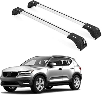 ERKUL Roof Rack Cross Bars for Volvo XC40 2019-2026 | Aluminum Crossbars with Anti Theft Lock for Rooftop | Compatible with Flush Rails - Silver