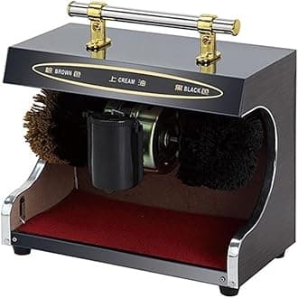 Shoe Polisher Fully Automatic, Hotel Commercial Automatic Shoe-Shining Machine，Electric Shoe Cleaner for Dust Removal Polishing with Double Combination Brush,Leather Shoe Cleaning Kit(Full Wood Grain)