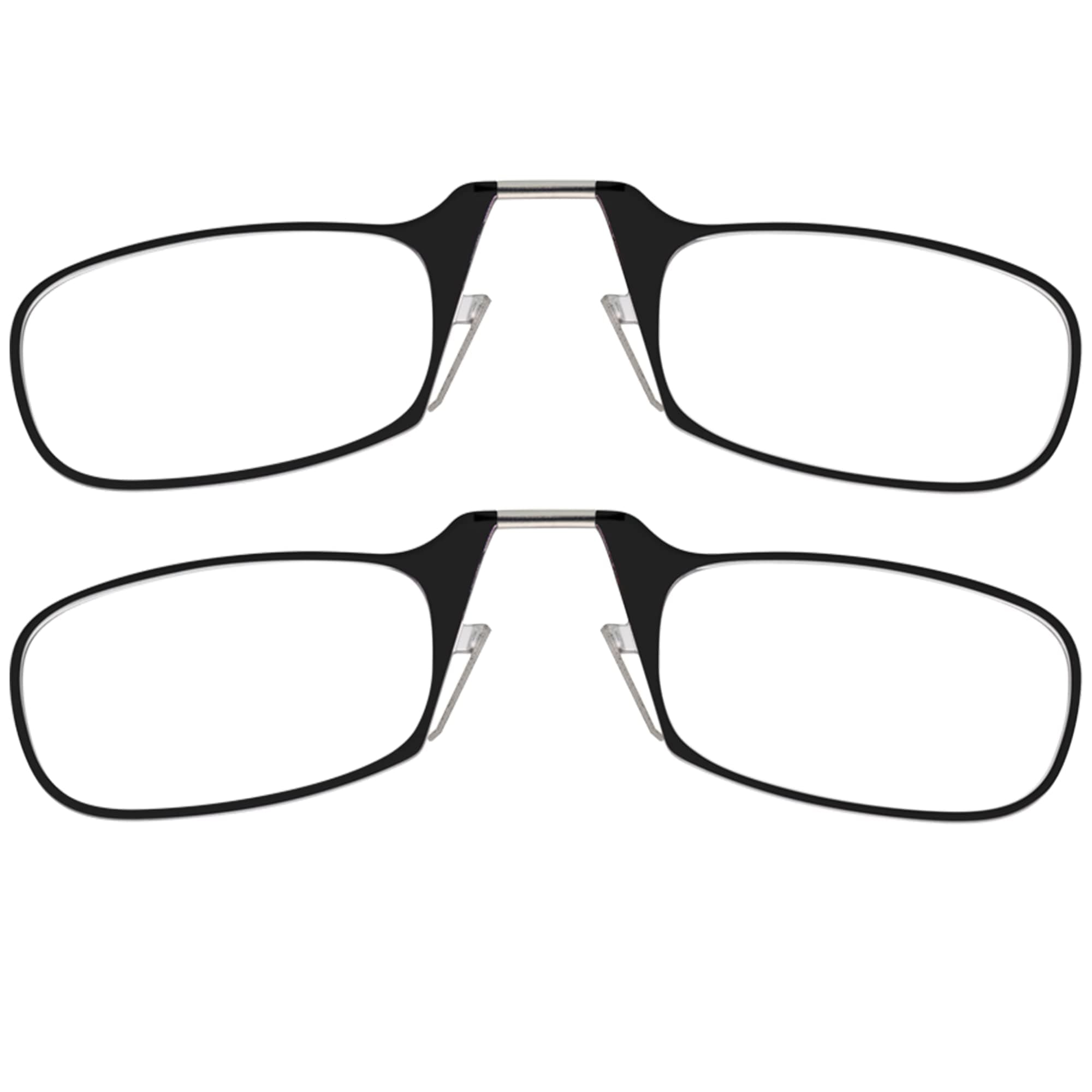 ThinOptics Readers Rectangular Reading Glasses, Black, 44mm + 2