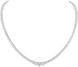 Gradual Moissanite Tennis Chain Necklace:925 Sterling Silver 14k White Gold Plated Elegant Moissanite Necklace Dainty Simple Trendy Lab Diamond Jewelry Hypoallergenic Fashion Party Prom Wedding Birthday Gifts for Women