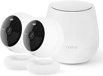 Noorio B200 2-Cam Kit with Hub, Wireless Security Camera System for Home, Indoor/Outdoor 1080p Cameras, Battery Powered, Motion Activated, Color Night Vision, Compatible with Alexa