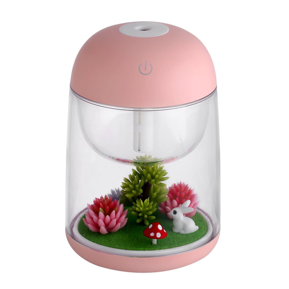 Air Humidifier Micro LED Landscape, Adjustable Mist Mode, Waterless Auto Shut-Off Various Places Like Bedroom,Office,Car (pink)