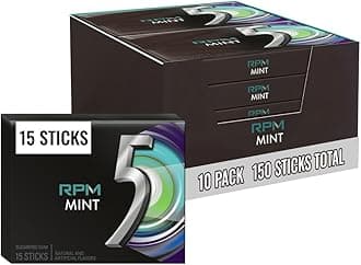Five Focus Sugar Free Gum Spearmint 15 Piece Pack (Pack of 10) RPM Mint/15 Count (Pack of 10)