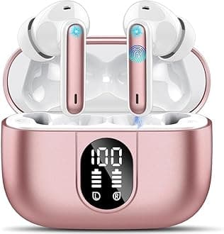 Wireless Earbuds, Bluetooth 5.3 Headphones In Ear with 4 ENC Noise Cancelling Mic, 40H Playtime Bluetooth Earphones, Mini Deep Bass Stereo Ear Buds, IP7 Waterproof Wireless Headphones, LED Display