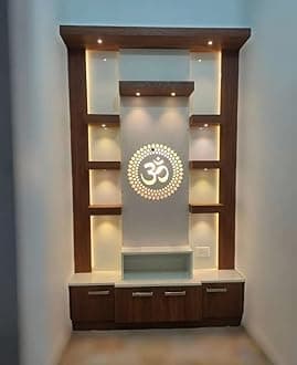 Wooden Temple White LED Light for Home and Office | Home Temple | Puja Mandir |Wall Hanging & Table Top Home Mandir/Designer Pooja Mandir