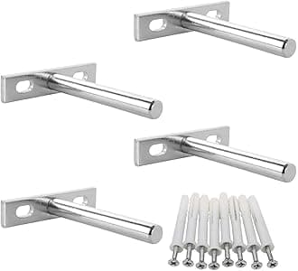 4pcs Floating Shelf Brackets 3 Inch Length Blind Shelf Supports Metal Hidden Concealed Invisible Shelf Support for Wall Shelving Bracket