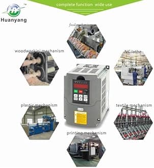 HY HUANYANG VFD Converter, 1 Phase to 3 Phase, 220V Input/Output, Black, 1.5kW 2HP, 0-400Hz Speed Rotation (HY Series-220v 1.5kW 2HP Model)