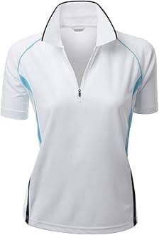 Women's Coolmax 2 Tone Collar Zipup Polo T-Shirt