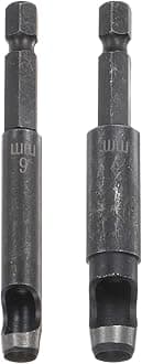 HARFINGTON Leather Hollow Punch Set 1/4 Hex Shank for Drills, 6mm 7mm Dia Rotary Hole Punches for Thick Fabrics Leathercraft Working