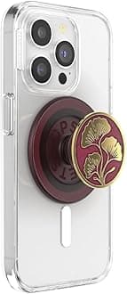 PopSockets Phone Grip for MagSafe with Kickstand, Magnetic Stand, Swappable Top, Secure Hold for iPhone MagSafe Cases, Phone & Tablet Grip, Cute PopSockets - Enamel Ginkgo Oxblood