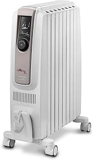 Dragon 4 TRDSX40820E.WB, Oil Filled Radiator with Electronic Timer, Quiet Heater with Functional Design, Chimney Design and Castors, Safety Thermostat, 3 Fan Settings, 2000W, White/Beige