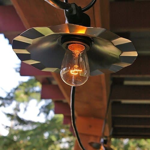 Cafe String Lights, S14 Edison Bulbs, 35 ft Black Wire, Copper Shades