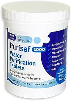 Purisaf Water Purification Tablets 200 per tub x 6