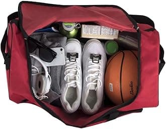 Trail maker 30 Liter, 17 Inch Canvas Duffle Bags for Men and Women – Travel Weekender Overnight Carry-On Shoulder Duffel Tote Bags (Red)