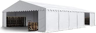 TOOLPORT Storage tent 8x12 m PVC 750 N waterproof white shelter with ground frame