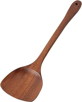 Wooden Shovel Spoon Non Stick Wood Long Rice Spatula Kitchen Cooking Utensil Hand Stir Fry Tools Sets (A, One Size) Cooking Utensils Set for Nonstick Cookware Kitchenware