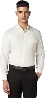 Peter England Men's Micro-Checkered Formal Slim Fit Full Sleeve Shirt | Cotton Rich