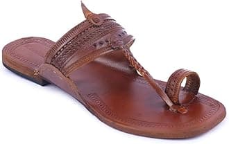 KORAKARI Women's Kolhapuri Chappal Tan Leather Handcrafted Sandal Smooth and ...