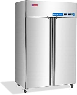 Commercial Refrigerator and Freezer Combo 48"W 2 door 2 Section Stainless Steel Reach in Solid door Fan Cooling 36 Cu.ft Refrigerator and Freezer Combo for Restuarant, Bar, Shop, etc