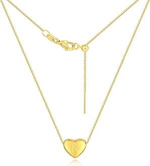 Dainty Initial Necklaces for Women | Heart Pendant Gifts for Women | Adjustable Size