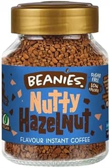 Beanies The Flavour Co Flavoured Instant Coffee Powder-Nutty Hazelnut Hot & Cold Coffee Makes 25 Cups 100% Arabica Light Roasted Coffee Sugar Free 50 Grams Bottle (Nutty Hazelnut)