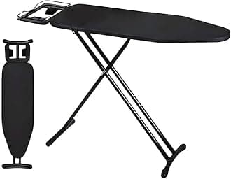 MOMENT Folding Ironing Board 36 x 12 inch, Heavy Sturdy Metal Frame Legs Ironing Stand with Jumbo Iron Rest, Foldable Ironing Board Adjustable Height for Home Laundry Room or Dorm, Black 91x30cm