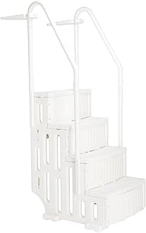 4-Step in-Pool Ladder Stair, Safety Entry System w/ Handrails for Above Ground Swimming Pools
