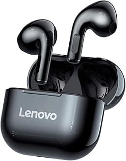 Lenovo LivePods LP40 TWS Semi-In-Ear Earbuds BT 5.0 True Wireless Earbuds with Touch Control Handsfree Call Stereo Sound Noise Cancelling Headphones with Two-Ear Design, Black