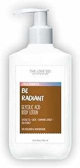 THE LOVE CO. 5% Glycolic & 2% Lactic Acid Exfoliating Body Lotion - With Jojoba & Shea Butter - Soothing Chamomile & Cica - Vitamin E - For Brighter Skin - Active Skincare - 250ml
