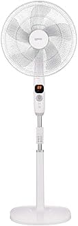 Igenix DF1670 Digital Pedestal Fan – 12 Speed Settings, Oscillating with Remote, LED Display, Timer & Silent/Natural Modes – Adjustable Cooling for Home & Office – White