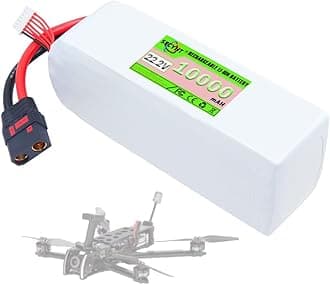 SSCYHT 22.2 Volt 6S Lipo Battery 10000mAh Lithium Battery 22.2V Rechargeable Batteries for Model Airplane with QS8/XT90S Port for Below 222W Motor Kit,22.2v10000mah qs8 1pack