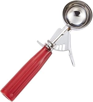 Cookie Scoop - #24 (1.35 oz) - Disher Scoops, Portion Scoop - Portion Control - 18/8 Stainless Steel, Red Handle