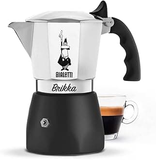 Bialetti - New Brikka, Moka Pot, the Only Stovetop Coffee Maker Capable of Producing a Crema-Rich Espresso, 4 Cups (5,7 Oz), Aluminum and Black