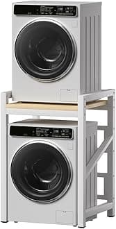Washer Dryer Stacking Rack Stand, Space Saver Washer and Dryer Stacking Storage, Height Adjustable Washer Dryer Machine Stacking Rack, for Bathroom, Laundry Room (White Washer Dryer Stacking Kit)