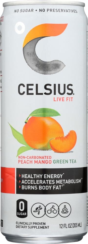 Celsius Celsius - Peach Mango Green Tea, 12 - 12 fl oz (355mL) Cans