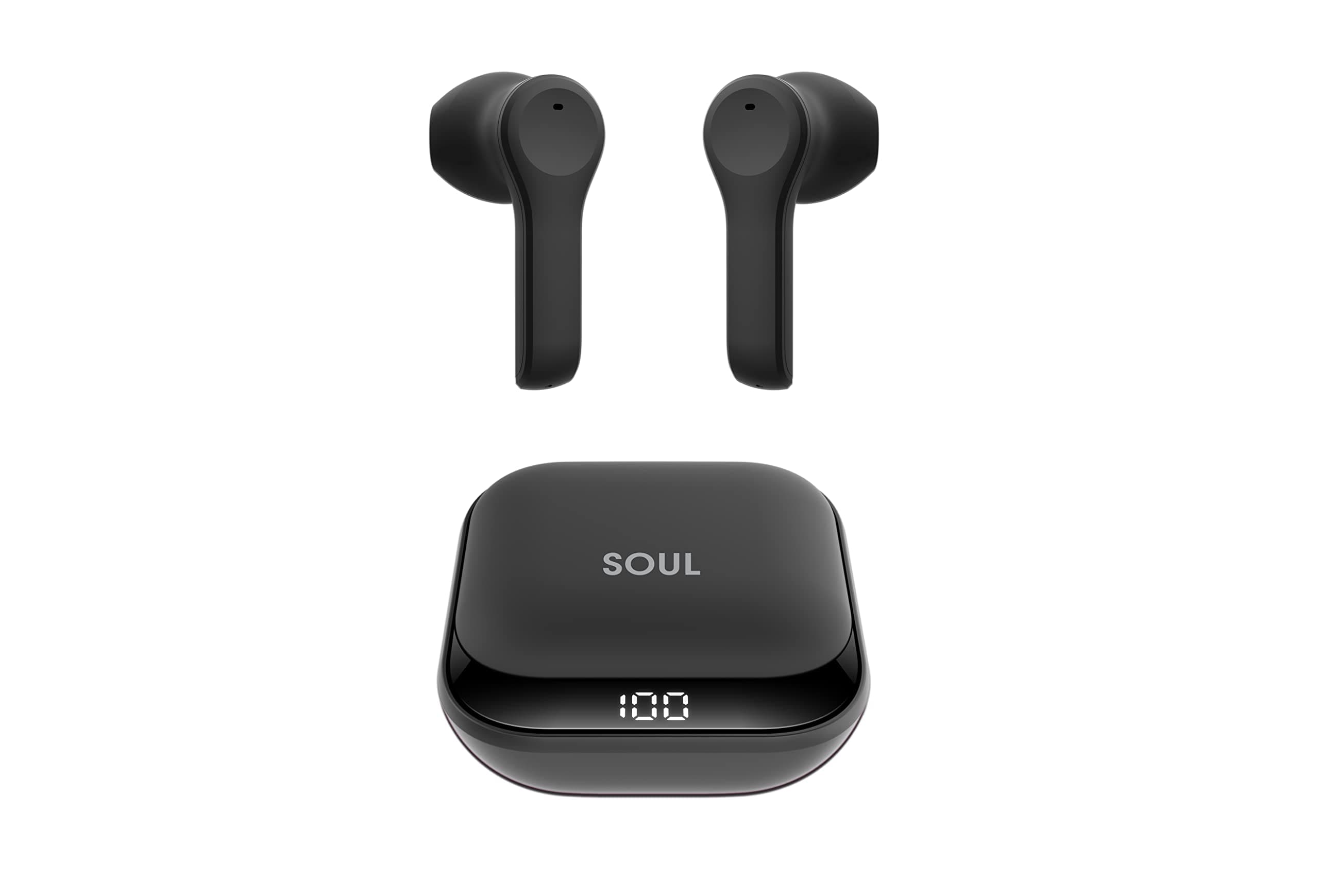 Xcell Soul9 Pro True Wireless Earbuds with Charging Case | Wireless Charging, 7Hr Playtime | Type-C, Sweat Resistant, Rich Sound | TWS with Siri & Google Support for iOS/Android – Black