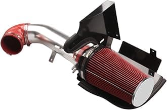 4 inch Cold Air IntakeSilver Tube + Heat Shield for 1999-2006 GMC/Chevy V8 4.8L/5.3L/6.0L Silverado 1500/2500/3500 Red