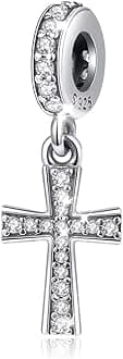 Vito 925 Sterling Silver Cross Charms Bead for Women, Vintage European Religion God Beads for European Bracelets Diy Jewelry Gift