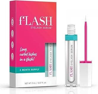 fLASH Eye Lash Serum – Eyelash Growth Serum for Longer, Thicker, Curled Lashes – Natural Lash Enhancer & Strengthener – Safe & Effective Formula – 2ml (3-Month Supply)