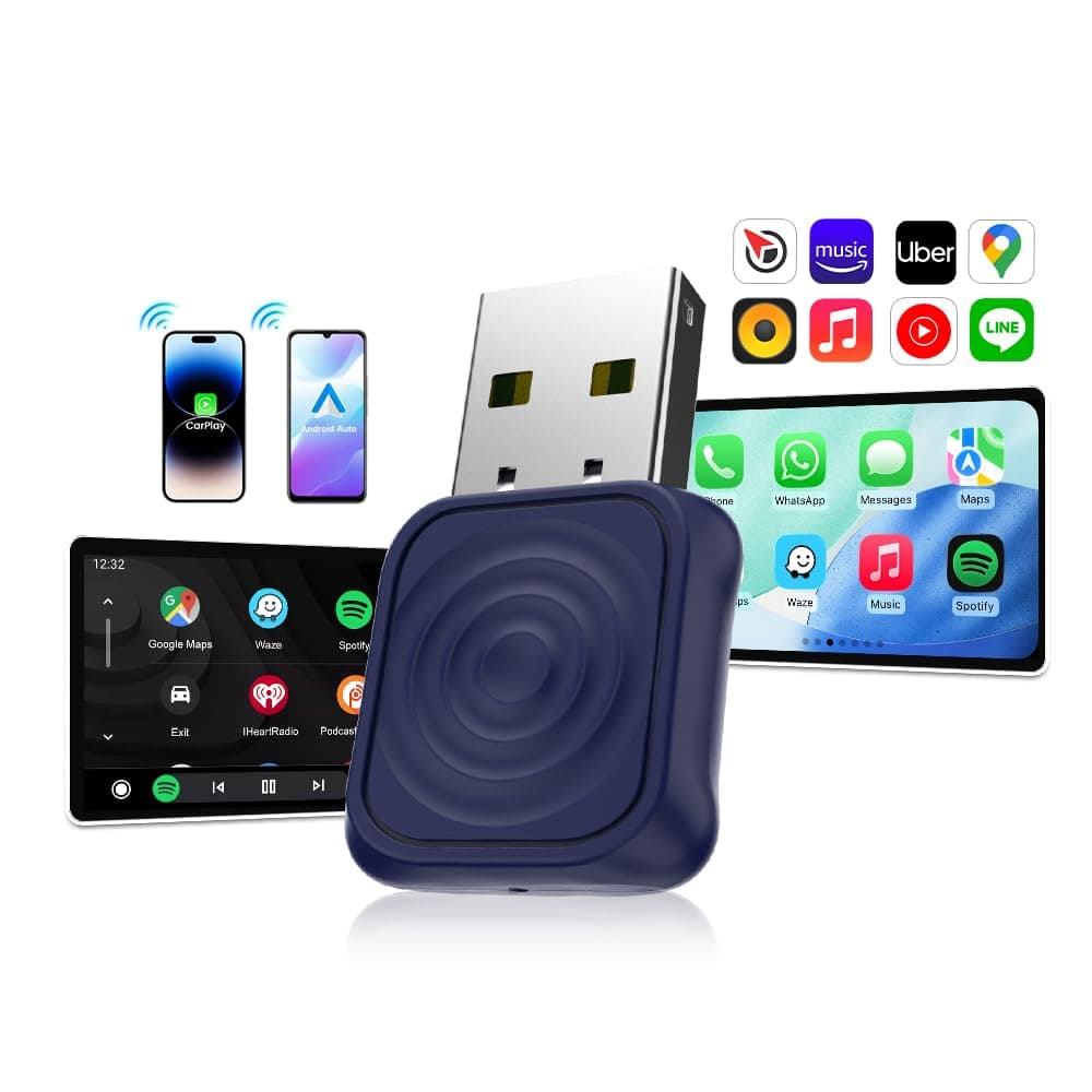 Wireless CarPlay Adapter 2026 MINI - for iPhone & Android Phone, Converts OEM Wired CarPlay to Wireless CarPlay, Converts OEM Wired Android Auto to Wireless Android Auto.