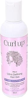 Curl Up Ultra Defining Hair Gel | Strong Hold Flaxseed Hair Gel | For Dry Frizzy, Wavy & Curly Hair | Sulphate Paraben & Silicone Free 100ml