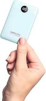 VEEKTOMXMini Portable Charger Power Bank 10000mAh, 22.5W Fast Charging Powerbank USB C Slim & Lightweight Travel Phone Charger, Dual Voltage Small Battery Pack for iPhone/Samsung/Google/Tablet, Blue